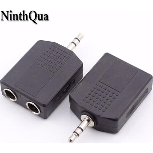 5pcs 3.5mm 3 Pole Stereo Male Plug to 2 6.35mm / 6.5mm Female jack Audio Plugs Socket Converter Adapter Connector For Microphone