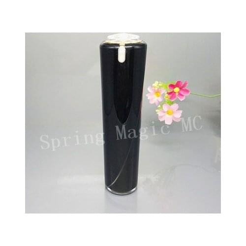 100ml Acrylic Emulsion Bottle,Butterfly Lid Round Cosmetic Container pump Lotion/Essence bottle,Black Acrylic Cream Bottles