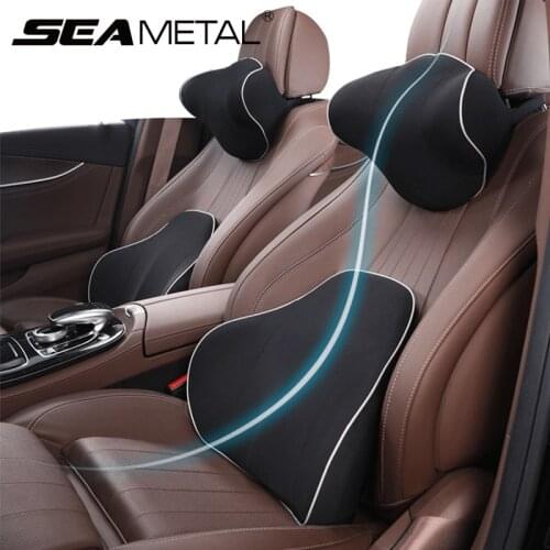 Car Neck Headrest Pillow Lumbar Cushion Auto Seat Head Support Neck Protector Massage Seat Neck Rest Breathable Memory Cotton