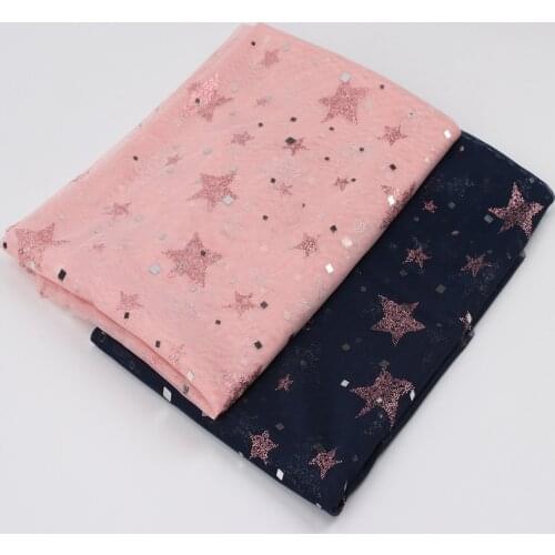 JOJO BOWS 95*145cm 1pc Gauze Mesh Cloth Fabric Sheets Big Stars Decoration Patches Handmade Clothes Materials DIY Craft Supplies
