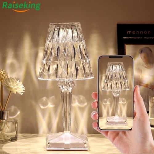 Dinner wedding decorative crystal diamond LED lamp home decor modern restaurant table lamps rechargeable
