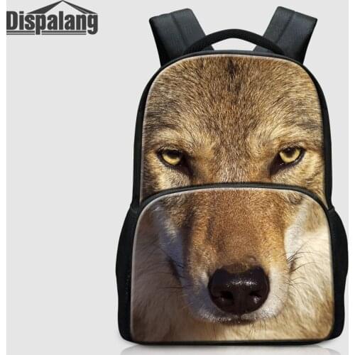 Dispalang Men Large Business Laptop Backpack Cool Wolf Printing School Bags For Teenage Boys Animal College Bookbags Male Rugtas