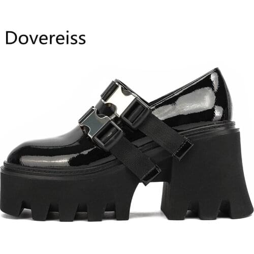 Dovereiss Fashion Womens Shoes summer New Block heels Elegant Buckle Round toe Pumps Waterproof sexy Office lady Party shoes 40