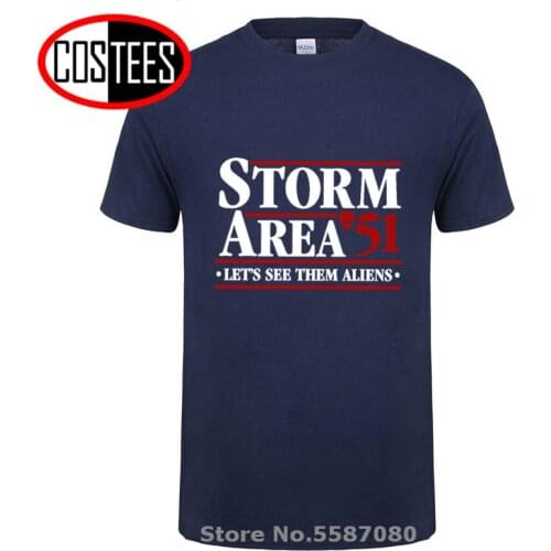 Storm Area 51 Alien Shirt Funny Alien Classic UFO Tshirt Lets See Them Aliens T shirt women men Stranger things Sci-fi clothing