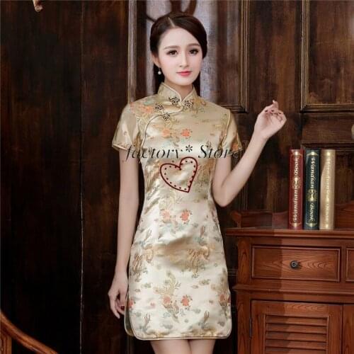 Chinese Qipao Classic Women Satin Cheongsam Oriental Bride Wedding Dresses 2020 New Evening Party Gown