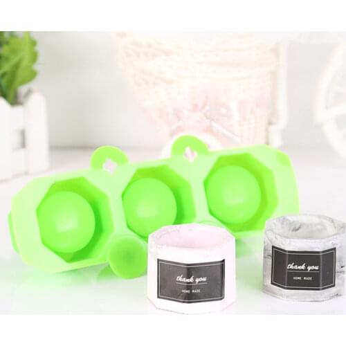 3 Holes Round Geometric Polygonal Concrete Flower Pot Vase Mold Cactus Cement Molds Silicone DIY Aromatherapy Candle Decoration