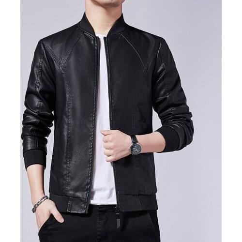Large Size Zipper Leather Jackets Mens Pu Black Grey Fashionable Coats Oversize Stand Collar Motorcy Biker Jacket Man Huaband