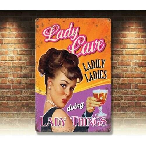 Lady Cave Ladily Ladies doing Lady Things Kitchen Small Metal Steel Wall Sign