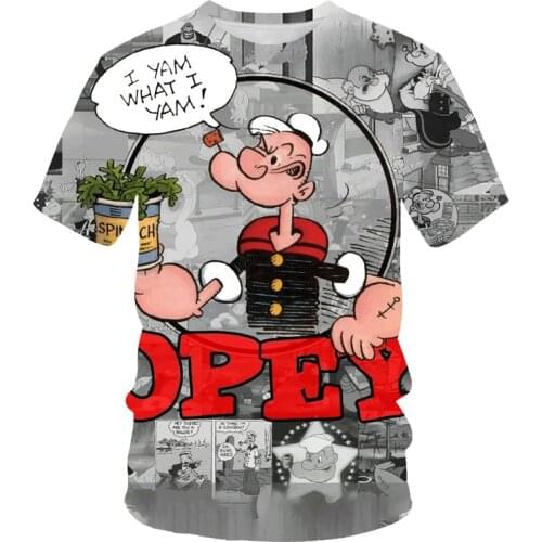 Anime Popeye summer fashion O-neck mens short-sleeved T-shirt parent-child full size men and women casual shirt men