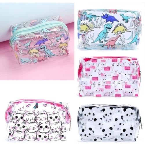 Cute Clear Transparent Plastic PVC Travel Makeup Cosmetic Toiletry Zip Bag Pouch M68C