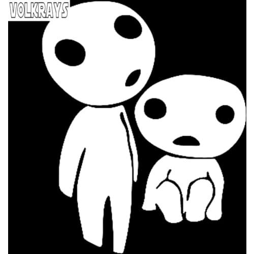 Volkrays Fashion Car Sticker Kodama Tree Spirit Accessories Reflective Waterproof Sunscreen Vinyl Decal Black/White,14cm*11cm