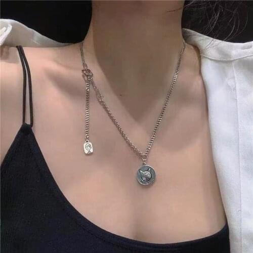 Fashion Creative Cat Brand Necklace For Women Silver Color Chain Necklace Party Jewelry Gift