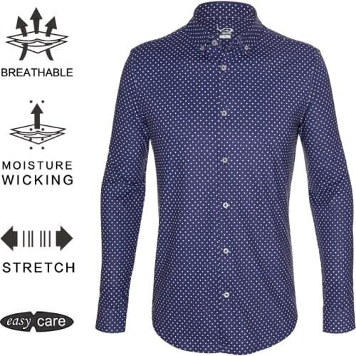 EAGEGOF Non iron Long sleeve Business dress shirt mens Regular fit casual Golf shirts Brand Male Clothing Soft Comfortable