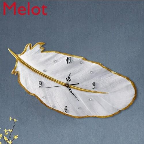Feather Wall Clock Wall-Mounted Simple Modern Home Decorate Clock Bedroom Living Room Clock Creative Minimalist
