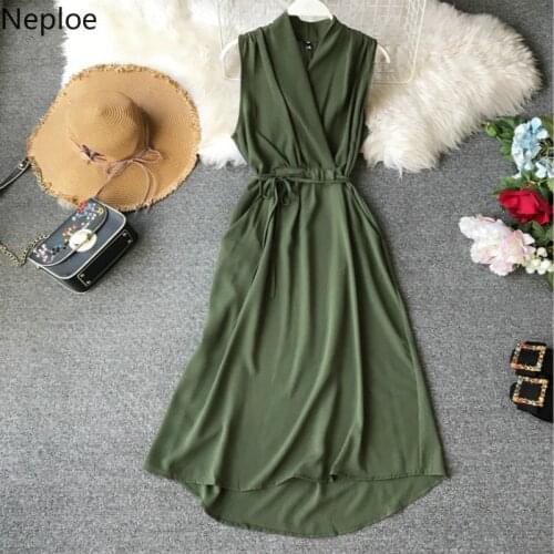 Neploe Solid Summer Dresses