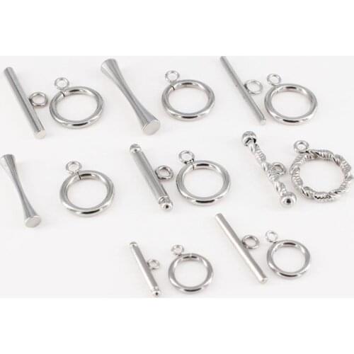 Stainless steel spindle necklace circle toggle clasps bracelet connection jewelry accessories parts (sale for sets)