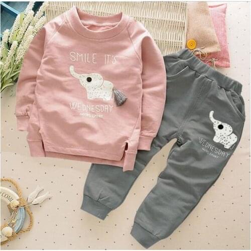 Oklady 2019 New Kids Boys Girls Clothes Set Long Sleeve Cotton Elephant Children Clothes Spring And Autumn Suit