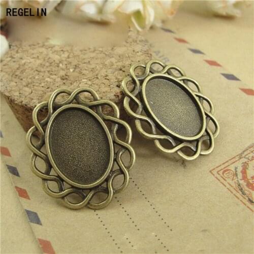 REGELIN High Qualtity 20pcs/lot Wholesale Jewelry Findings Alloy Antique Bronze Pendant Blank Vintage Tray 18*13 MM For DIY