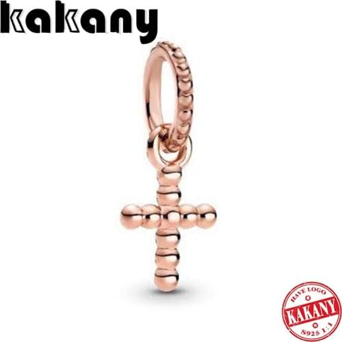 2021 Spring New High Quality 100% 925 Sterling Silver Beaded Cross Pendant, Fashionable Diy Girl Jewelry, Free Shipping