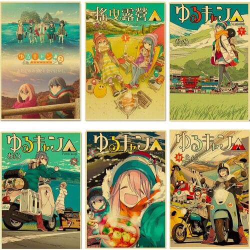 Japanese classic anime Yuru Camp Poster Comic Retro poster Home decoration Painting Room Wall stickers Art Decor