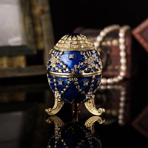 Qifu Handicraft blue with golden metal jewelry box