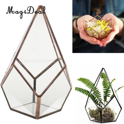 2pcs Succulent Plant Planter Clear Glass Geometric Terrarium Art Home Tabletop Decor Jewelry Candle Holder Wedding Favor