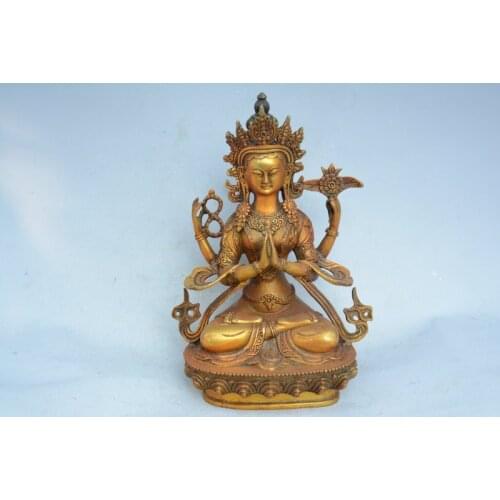 Rare Old copper carving-- Blue Tara Buddha Statue, best collection adornment,#03,free shipping