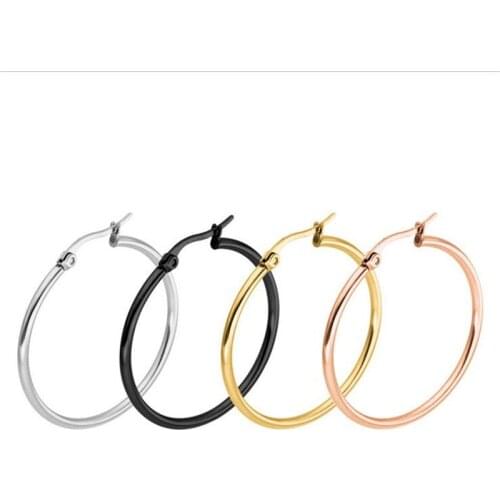 Trendy Hip Hop Piercing Earrings Stainless Steel Stud Earring Men Black Gold Silver Color A Pair Diameter 10 to 70mm