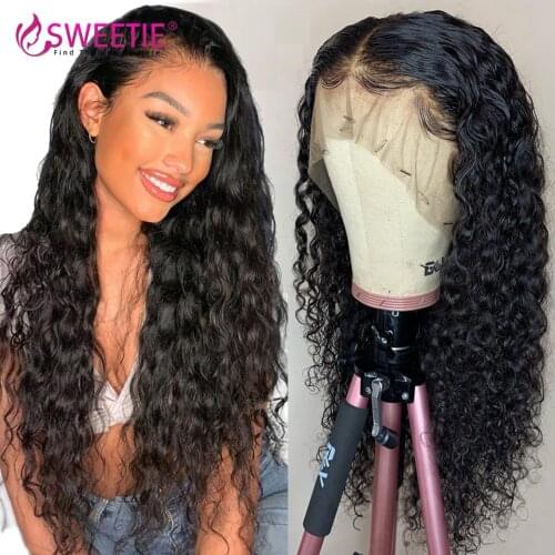Sweetie Brazilian Water Wave Human Hair Wig Glueless 13X4 Lace Front Human Hair Wigs Pre Plucked 150 Density Remy Hair