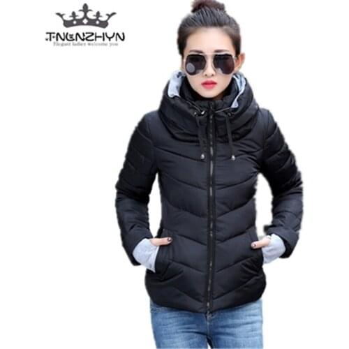 TNLNZHYN 2019 Girl Women Winter Coat Plus Size Zipper Long Sleeve Casual Down Cotton Jacket Fashion Basic Short Jacket Coat Y105