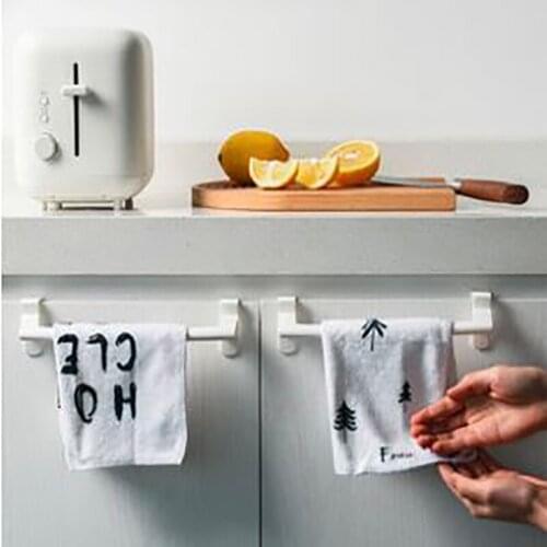 Вешалка для полотенец Towel Holder Bathroom Shelves Handdoekenrek Kitchen Cabinet Door Hanging Wall Nordic Frap Rod Hook Plastic