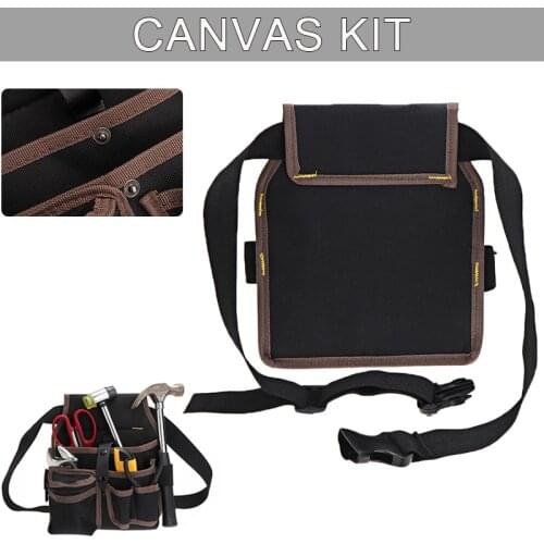 Portable Electrician Waist Bag Tool Storage Belt Canvas Kit Pocket Tool Pouch Holder Bag For Maintenance Capacity Strong Bearing