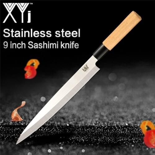 XYj Chef Cook Kitchen Knives Japanese Salmon Sushi Knives Stainless Steel Sashimi Kitchen Knife Raw Fish Fillet Layers Knife