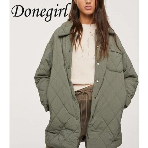 New Autumn Jacket Women Parka Coat 2021 Streetwear Vintage Argyle Parkas Fashion With Pocket Long Sleeve Winter Women Coat ZA