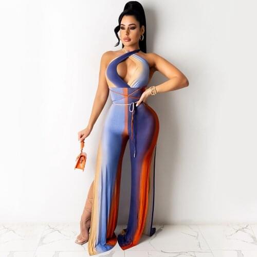 2021 Best Quality Fashion Design Jumpsuits Patchwork Halter Strapless Summer Sexy Club Bodycon Rompers