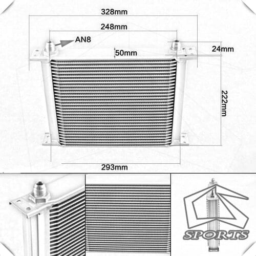 30 Row AN-8/AN8 Engine Transmission Oil Cooler + Filter Relocation Kit BLACK