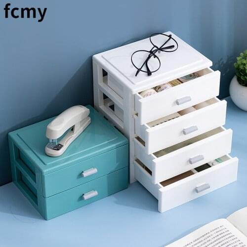 4-layer Drawer Desk Storage Box Plastic Document Sundries Holder Cosmetic Cabinet Storage Organizer Desktop Makeup Organizer Box