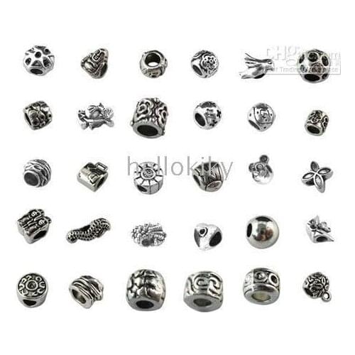 450 PCS MIXED LOTS OF TIBETAN SILVER METAL BEADS FIT CHARM BRACELET #19199
