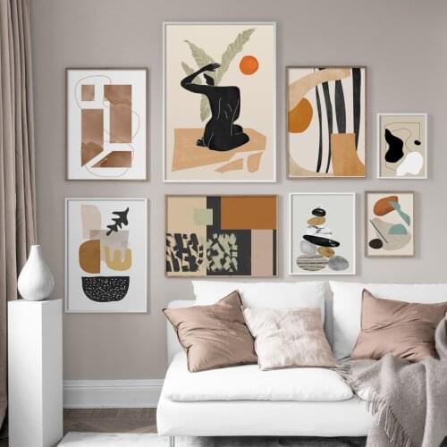 Abstract Girl line Geometric Color Nordic Posters And Prints Modern Wall Art Canvas Painting Wall Pictures For Living Room Decor