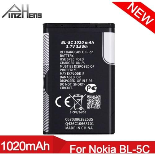 PINZHENG BL-5C Mobile Phone Battery For Nokia BL 5C BL-5C BL5C 1112 1110 6600 N70 N71 N90 Batteries Replacement BL 5C Bateria