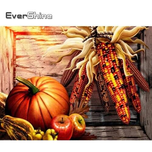 EverShine Diamond Embroidery Full Square Autumn 5D Diamond Painting Thanksgiving Mosaic Picture Pumpkin Rhinestones Room Decor