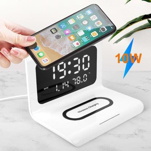 Wireless Charging Stand Multifunctional Fast Charging Time Display QI 10W Efficient Type-C Charger for Smartphone