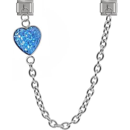 Hapiship Original Design Sweet Romantic Heart Chain Link Italian Charm Fit 9mm Bracelet Stainless Steel Making Jewelry DJ285