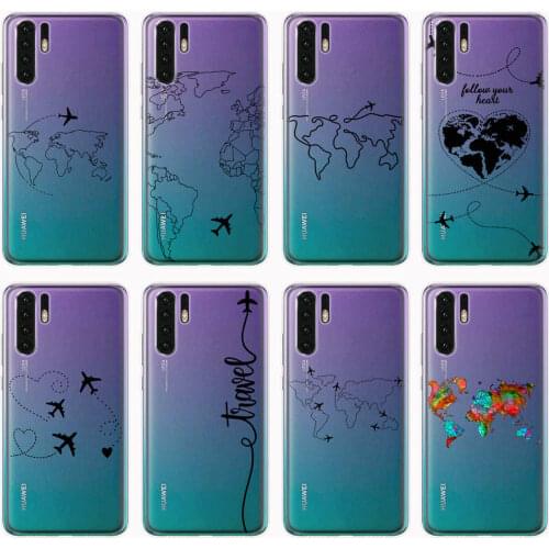 World Map Travel Airplane Always follow your heart Phone Cases For Coque Huawei P30 P40 P20 P10 Lite Pro P9 Lite 2017 Case Cover