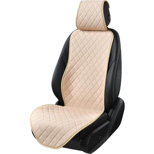 1 Seat Flax Car Seat Cover Breathable Washable Front Seat Cushion with Backrest Linen Anti-slip Auto Interior Protector