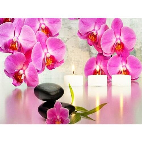 Flower Orchid Pre-Printed 11CT Cross Stitch DIY Embroidery Kit DMC Threads Craft Hobby Knitting Handmade Sales Counted