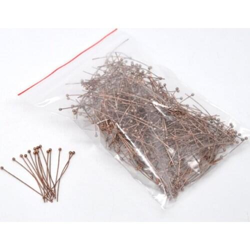 DoreenBeads 500PCs Copper Tone Ball Head Pins Findings for DIY Jewlry Making Handmade Pins 4cm