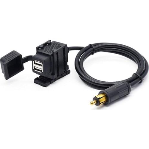 Dual USB Charger 5V 2.1A With Din Hella Socket Plug 1.8M Cable For BMW Motorcycle