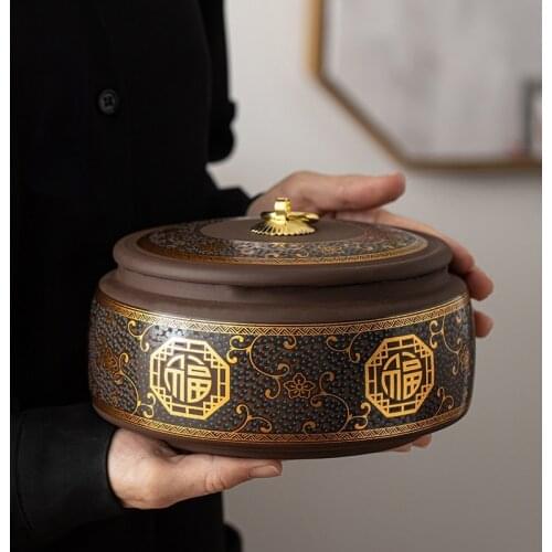 Purple Sands Chinese Tea Box Large Airtight Teaware Container Caddies Tea Box Jars Potes De Cozinha Organizer Storage ED50TB