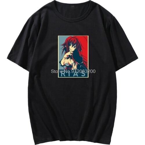 High School Dxd-Rias Team Black Summer Mens Short Sleeve T-shirt Eldertee Anime Mens Harajuku Loose T-shirt Mens Street Top